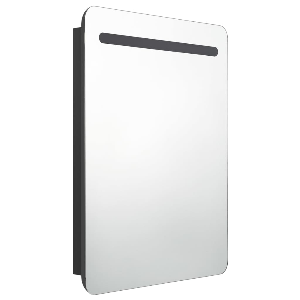 Led-Speilskap Til Bad Blank Svart 60X11X80 Cm