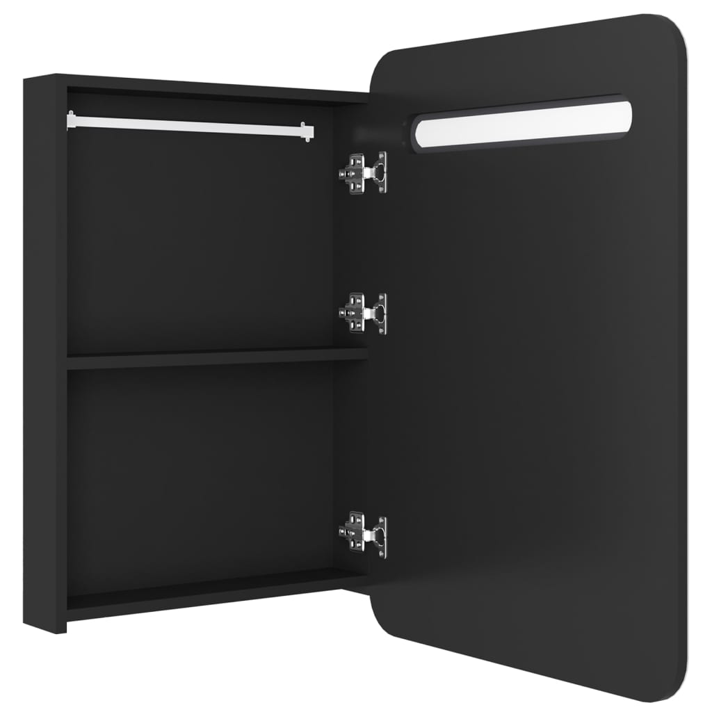 Led-Speilskap Til Bad Blank Svart 60X11X80 Cm