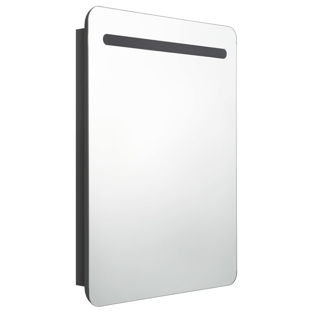 Led-Speilskap Til Bad Blank Svart 60X11X80 Cm