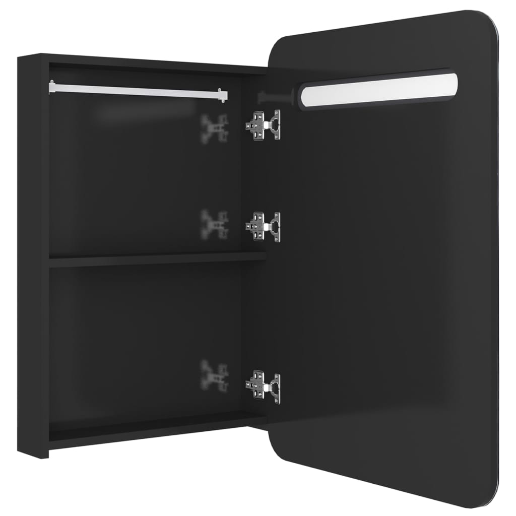 Led-Speilskap Til Bad Blank Svart 60X11X80 Cm