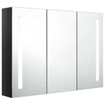 Led-Speilskap Til Bad 89X14X62 Cm Skinnende Svart
