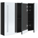 Led-Speilskap Til Bad 89X14X62 Cm Skinnende Svart