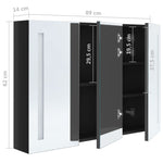 Led-Speilskap Til Bad 89X14X62 Cm Skinnende Svart
