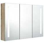 Led-Speilskap Til Bad 89X14X62 Cm Eik