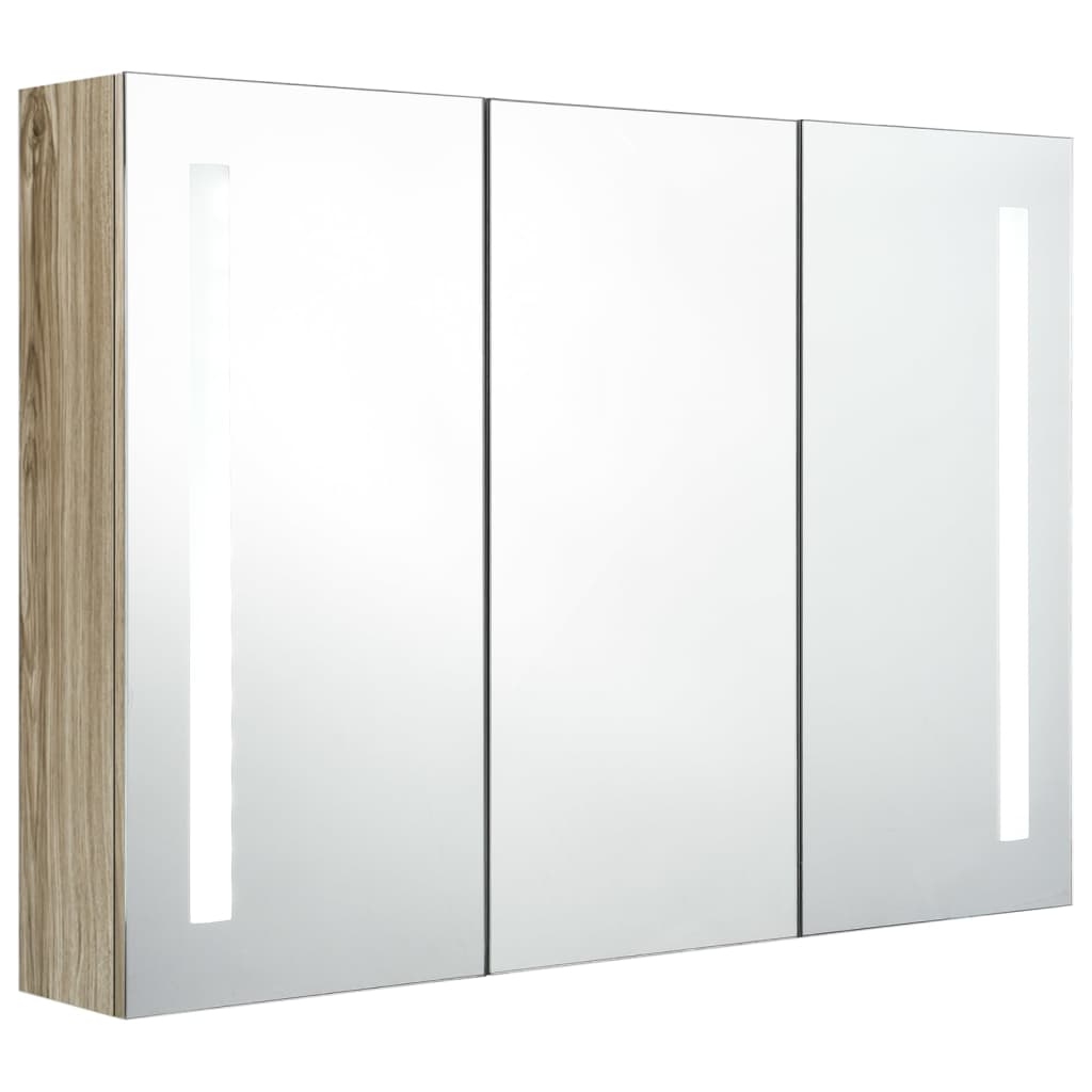 Led-Speilskap Til Bad 89X14X62 Cm Eik