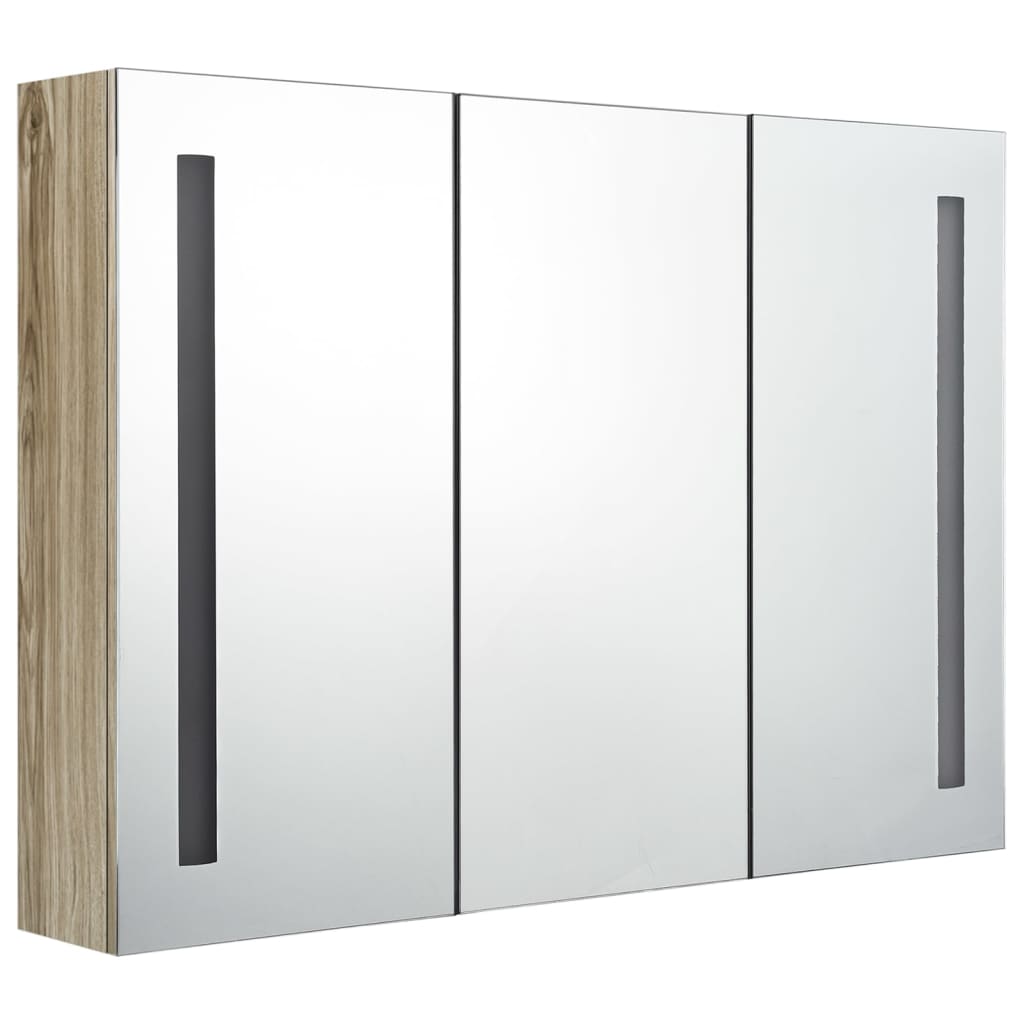 Led-Speilskap Til Bad 89X14X62 Cm Eik