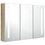 Led-Speilskap Til Bad 89X14X62 Cm Hvit Og Eik