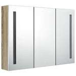 Led-Speilskap Til Bad 89X14X62 Cm Hvit Og Eik
