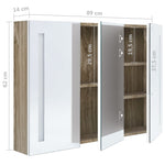 Led-Speilskap Til Bad 89X14X62 Cm Hvit Og Eik