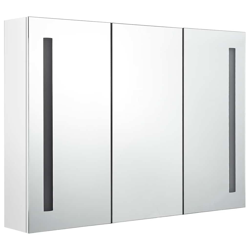 Led-Speilskap Til Bad 89X14X62 Cm Skinnende Hvit