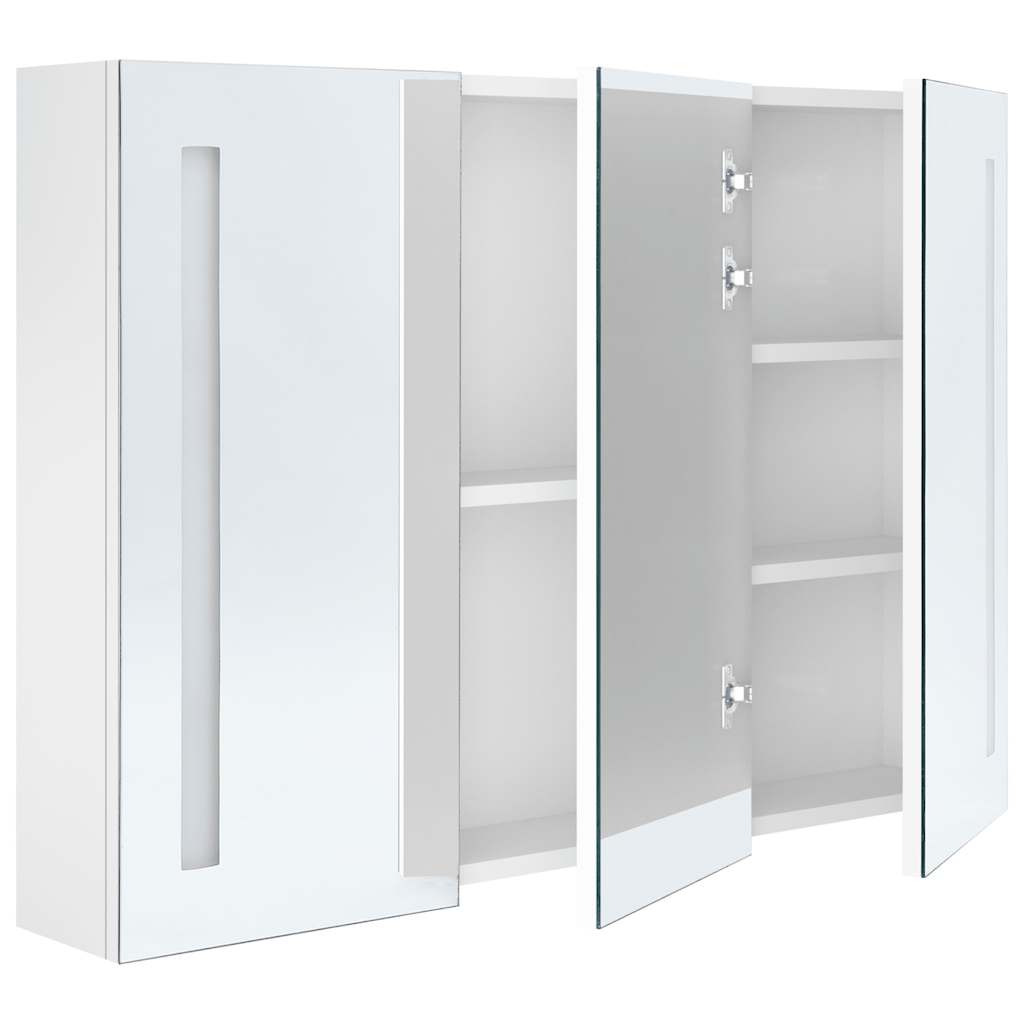 Led-Speilskap Til Bad 89X14X62 Cm Skinnende Hvit