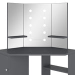 Hjørnemontert Sminkebord Med Led Grå 111X54X141,5 Cm
