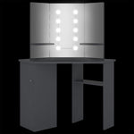 Hjørnemontert Sminkebord Med Led Grå 111X54X141,5 Cm