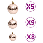 Julekulesett 61 Deler Med Topp Og 150 Led Rosa Gull