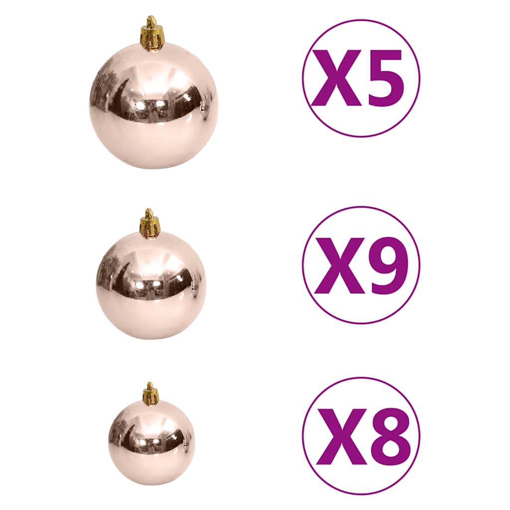 Julekulesett 61 Deler Med Topp Og 150 Led Rosa Gull