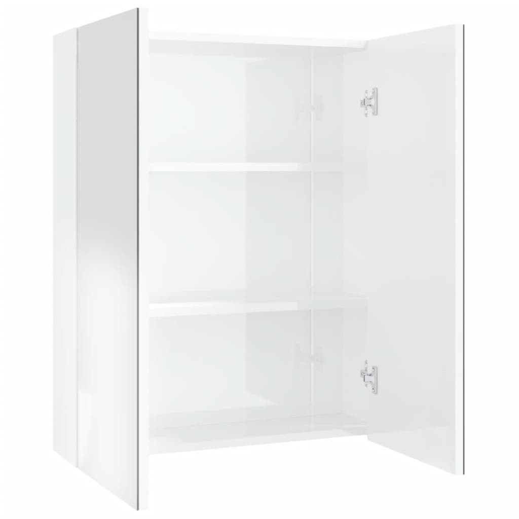 Speilskap Til Bad 60X15X75 Cm Mdf Skinnende Hvit