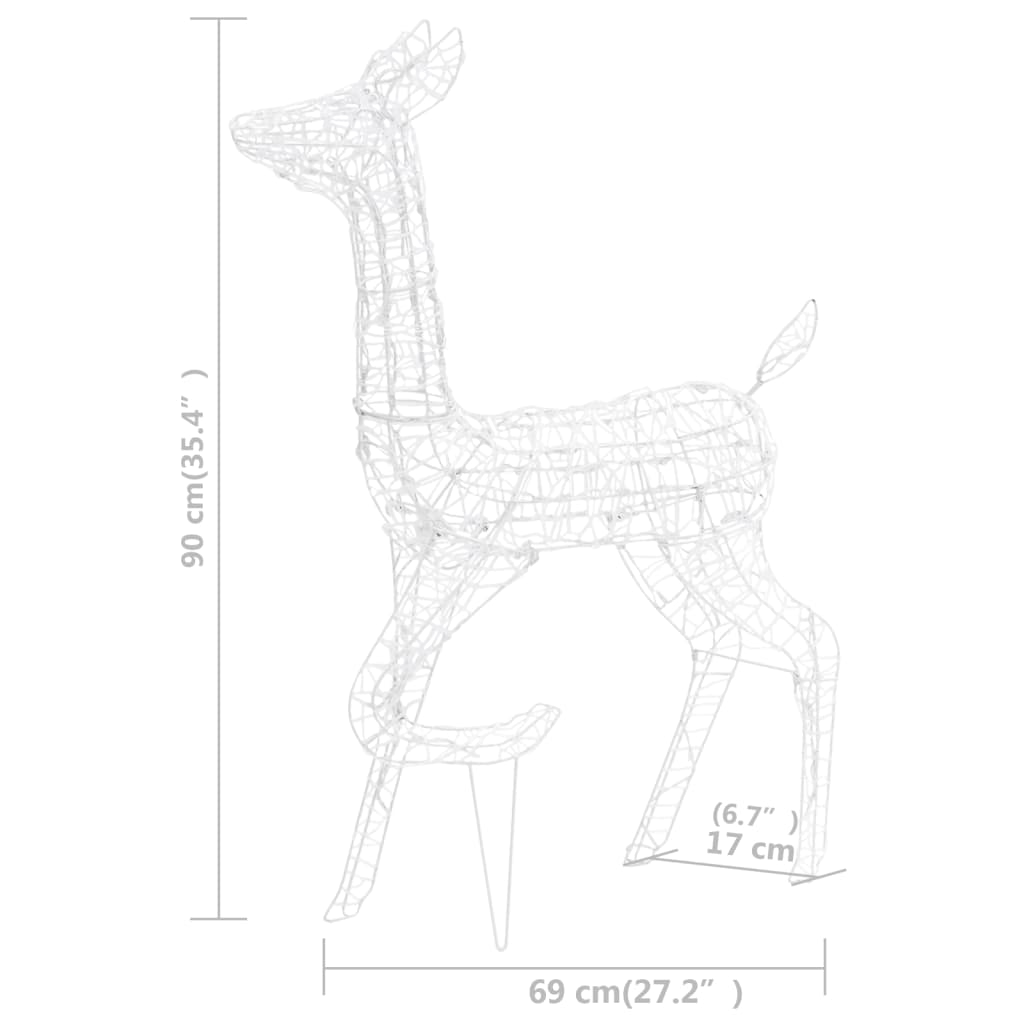 Julereinsdyrfamilie Akryl 300 Led 160 Cm Kaldhvitt