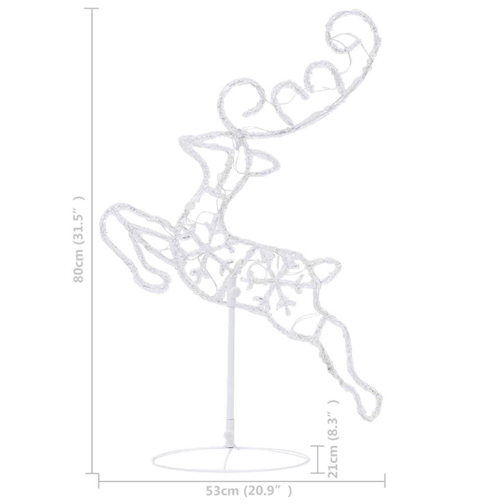 Julereinsdyr Og Slede I Akryl 260X21X87 Cm Varm Hvit