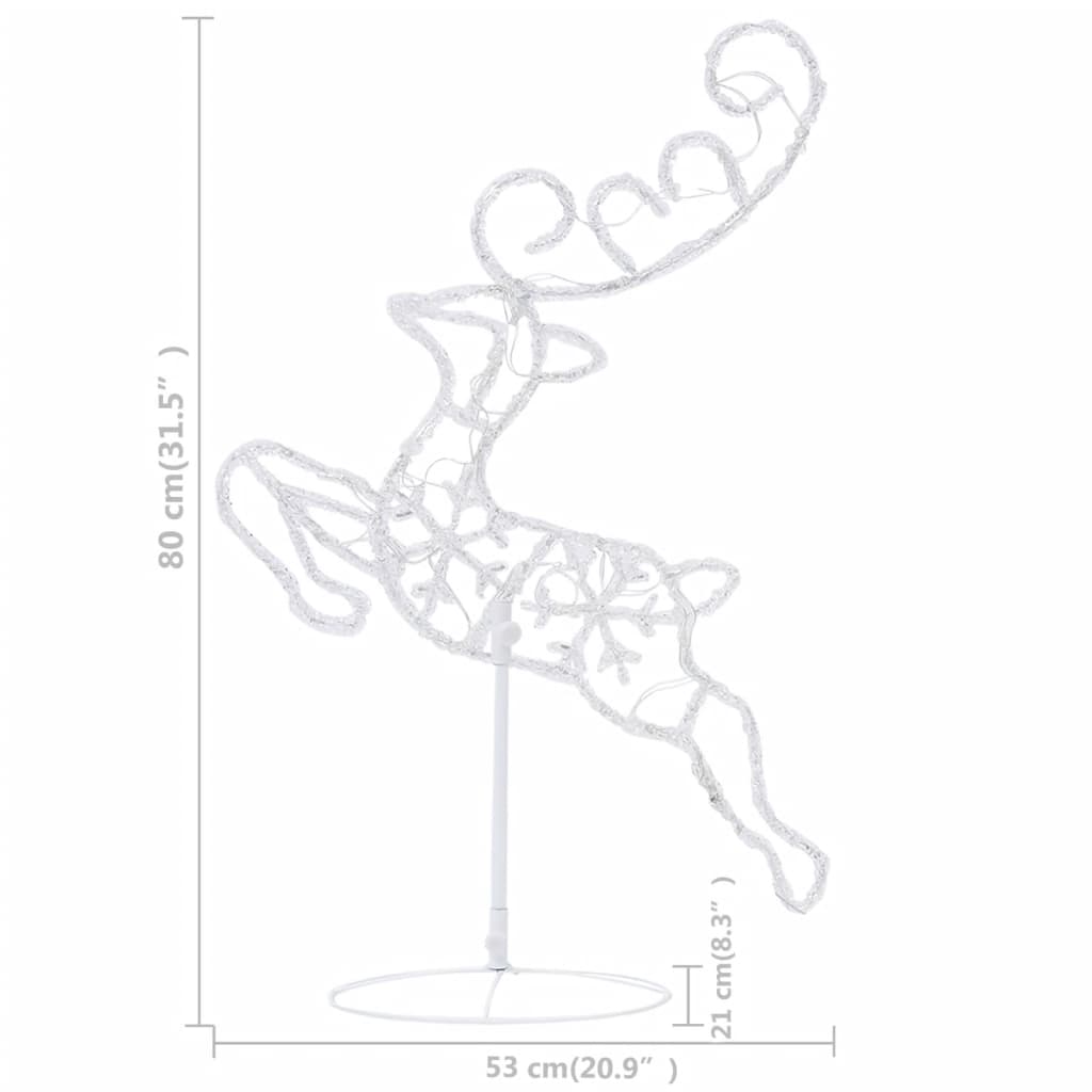 Julereinsdyr Og Slede I Akryl 260X21X87Cm Kald Hvit