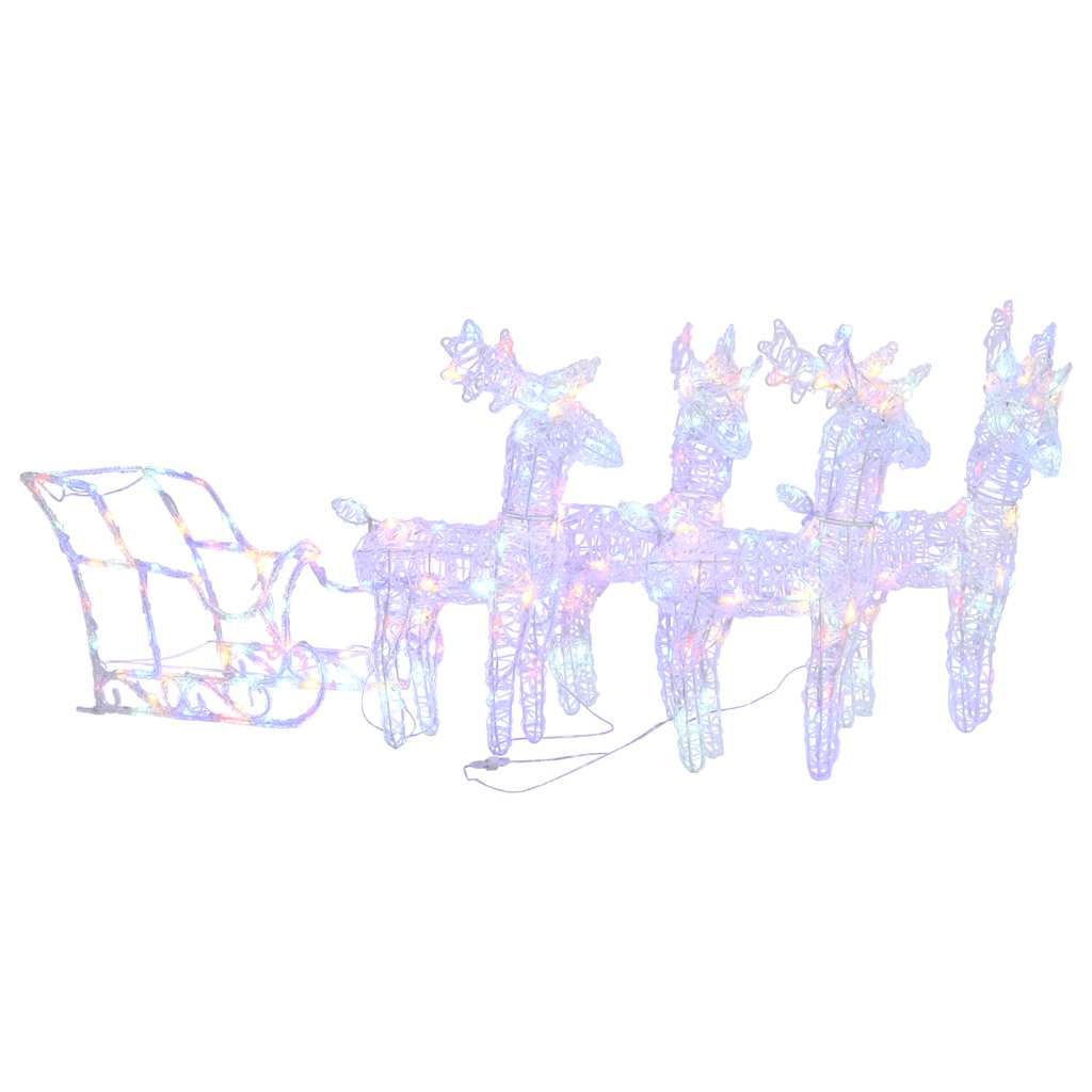 Reinsdyr Og Slede Juledekorasjon 280X28X55 Cm Akryl