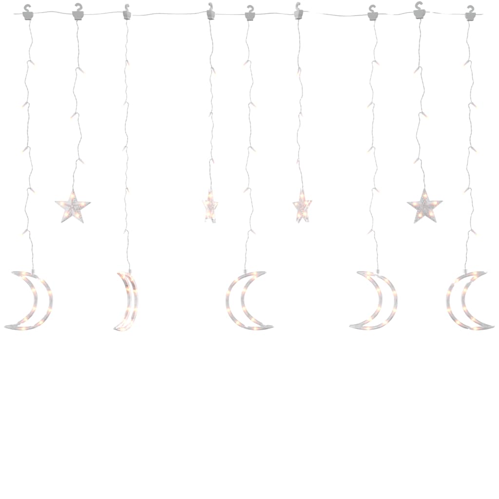 Lysslynge Stjerne Og Måne Med Fjernkontroll 138 Led Varm Hvit