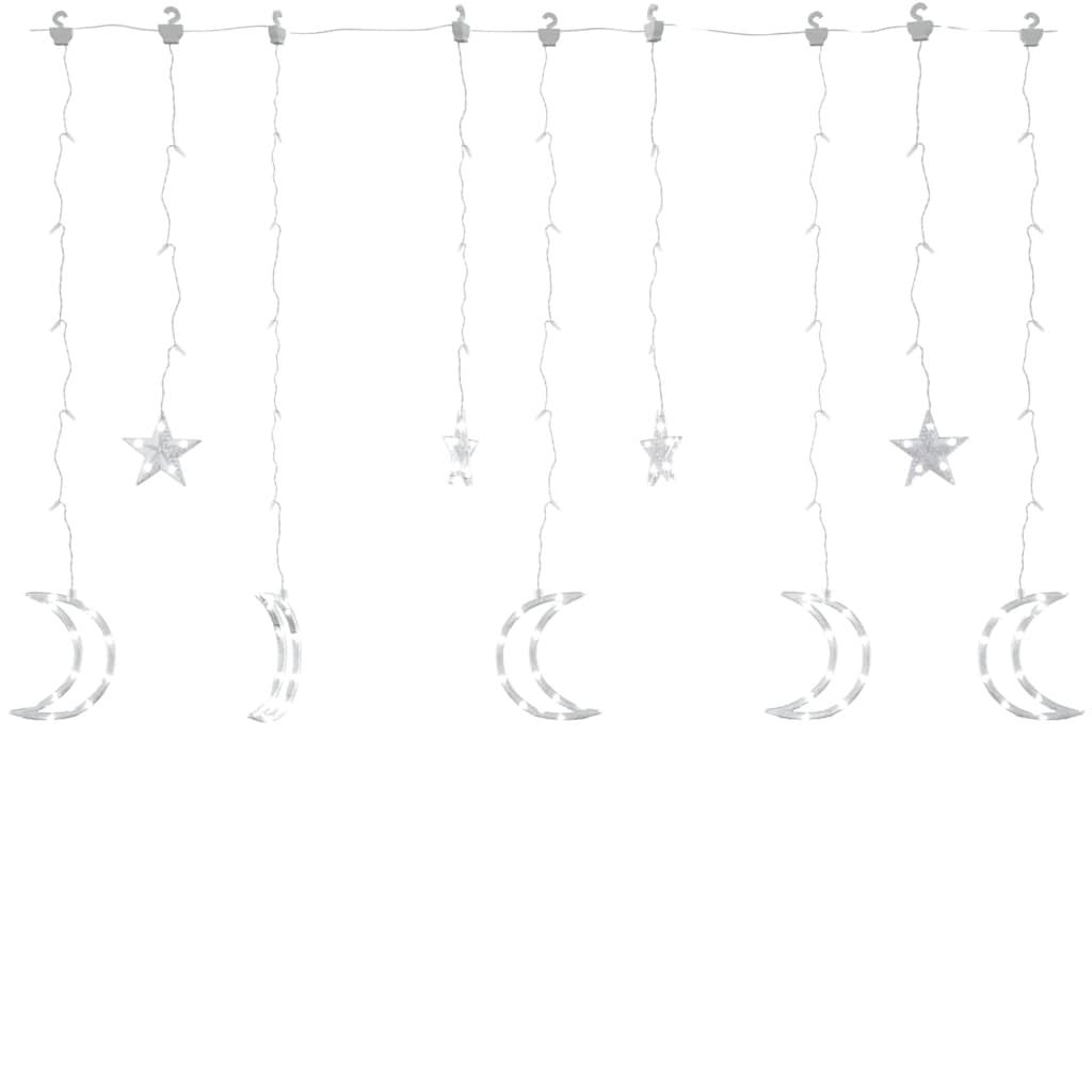 Lysslynge Stjerne Og Måne Med Fjernkontroll 138 Led Kaldhvit
