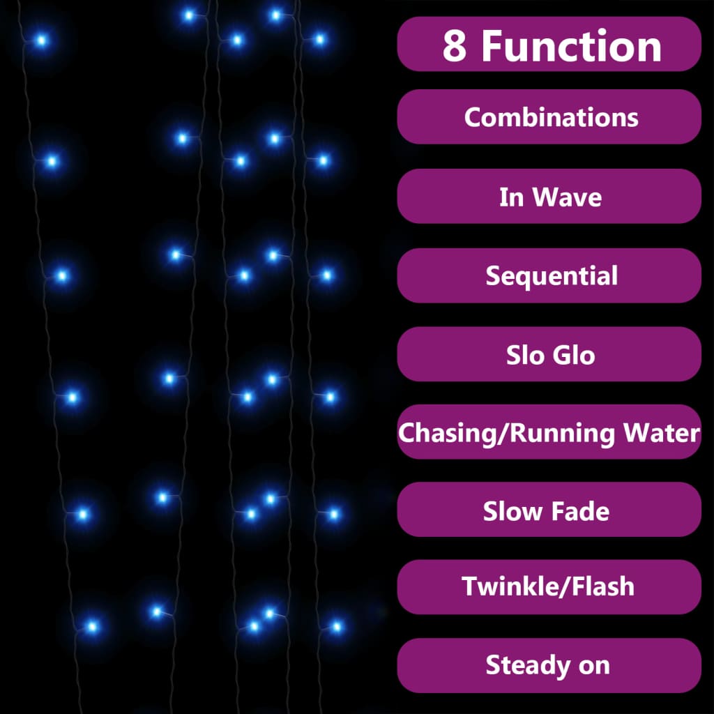 Soldrevne Lysslynger 5Stk 5X200 Led Blå Innendørs Utendørs