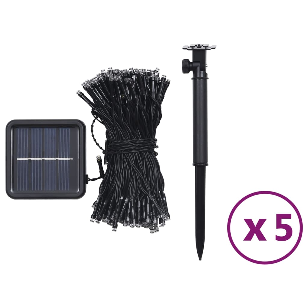 Soldrevne Lysslynger 5Stk 5X200 Led Blå Innendørs Utendørs