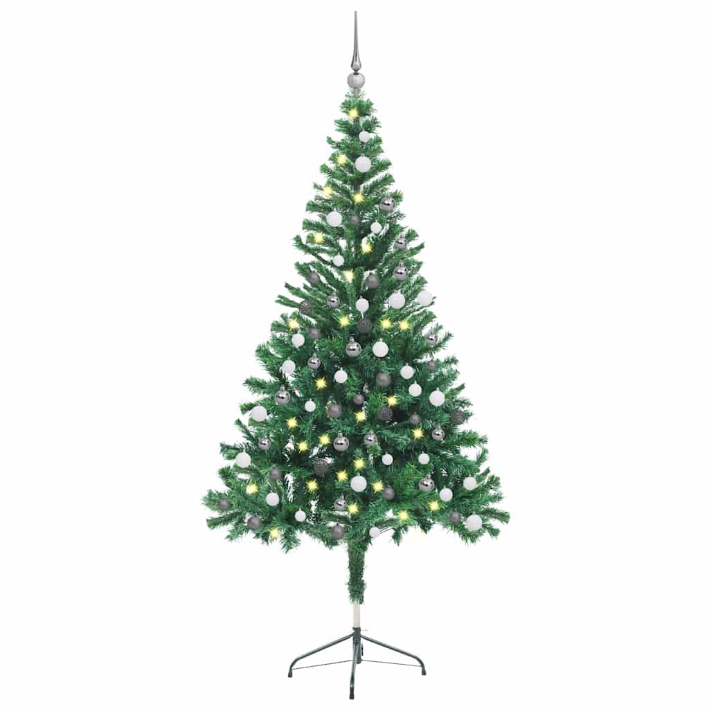 Forhåndsbelyst Kunstig Juletre Med Kulesett 150 Cm 380 Grener