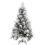 Juletre Med Flokket Snø Og Kongler 195 Cm Pvc Og Pe