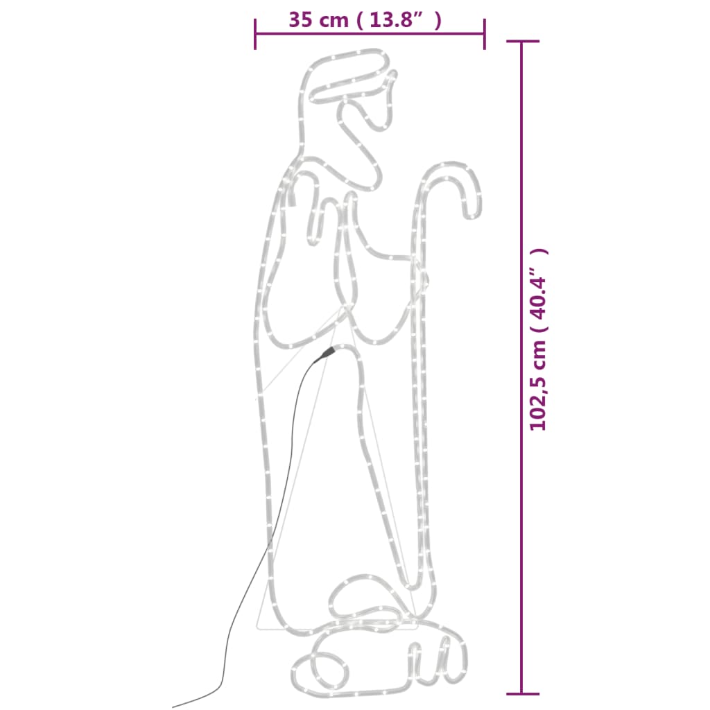 Hyrde Og Lam Julefigur Med 168 Lysdioder 102,5X35 Cm
