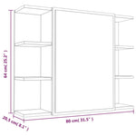 Baderomsskap Med Speil Brun Eik 80X20,5X64 Cm Konstruert Tre