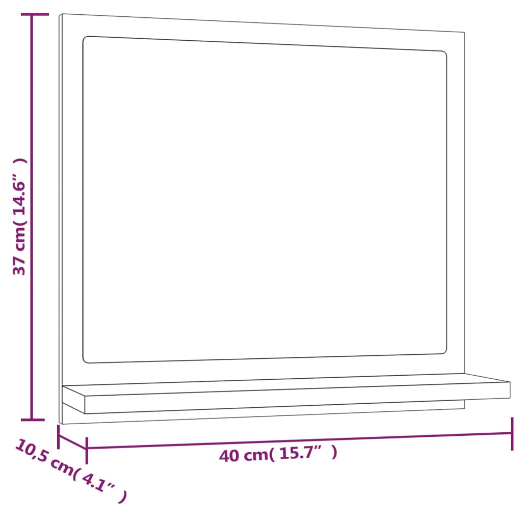 Baderomsspeil Røkt Eik 40X10,5X37 Cm Konstruert Tre