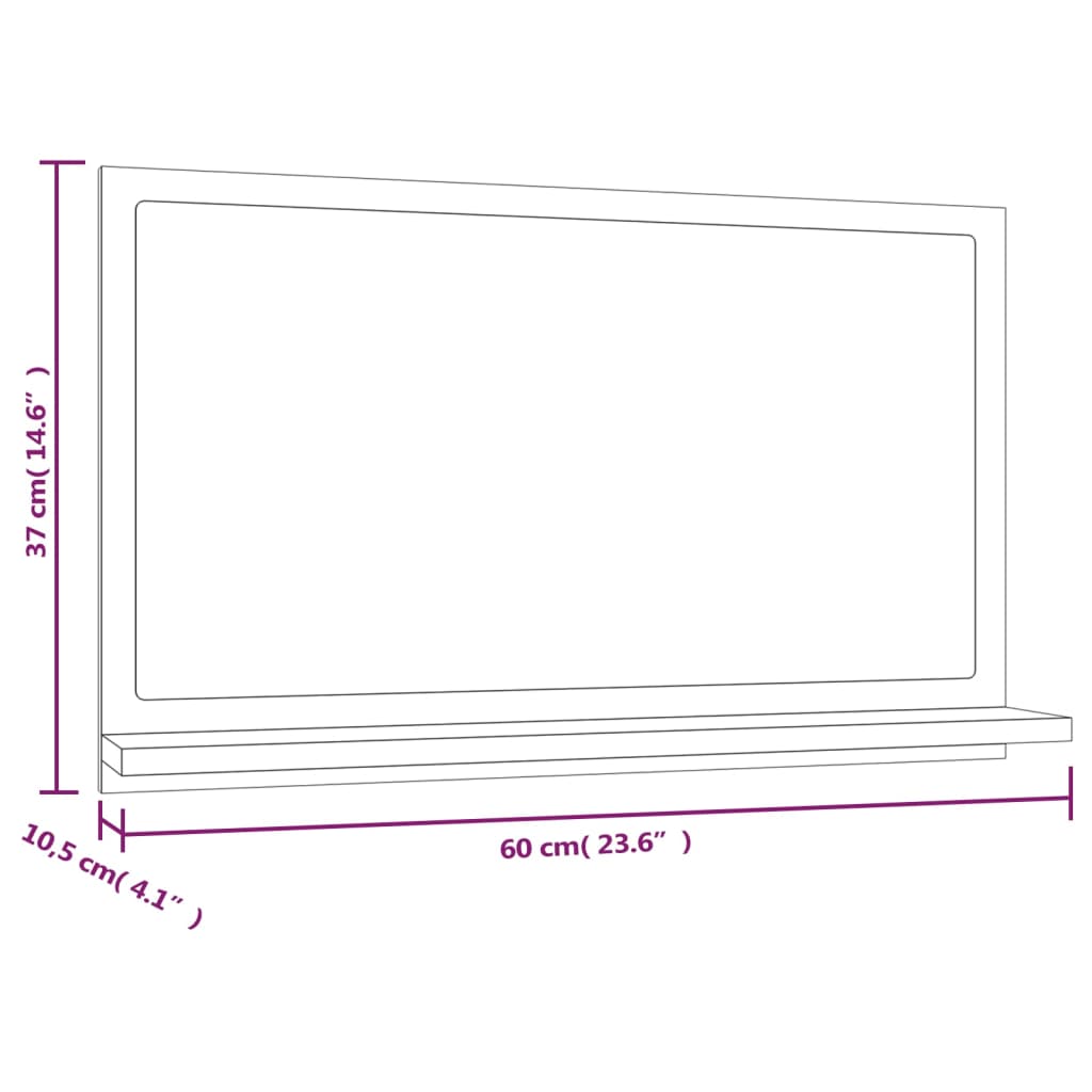 Baderomsspeil Brun Eik 60X10,5X37 Cm Konstruert Tre