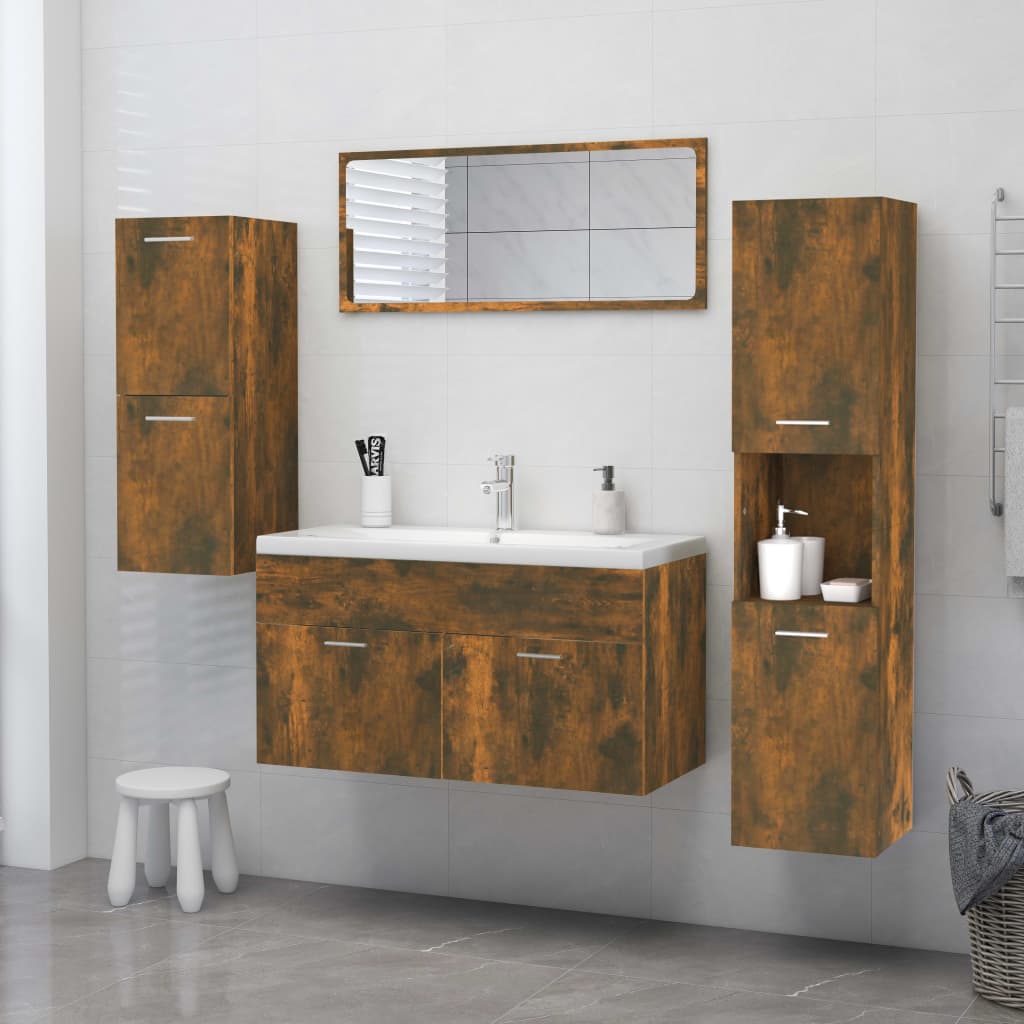 Baderomsskap Røkt Eik 30X30X130 Cm Konstruert Tre