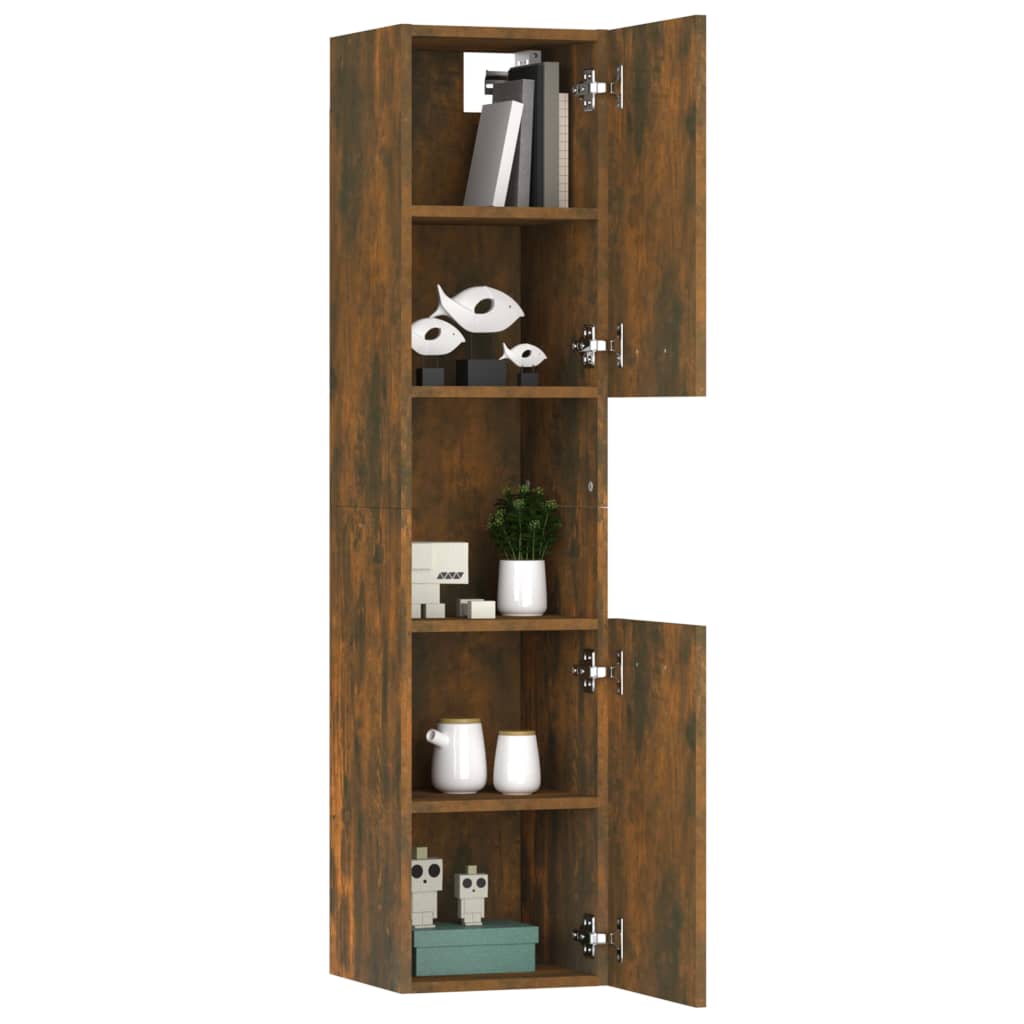 Baderomsskap Røkt Eik 30X30X130 Cm Konstruert Tre