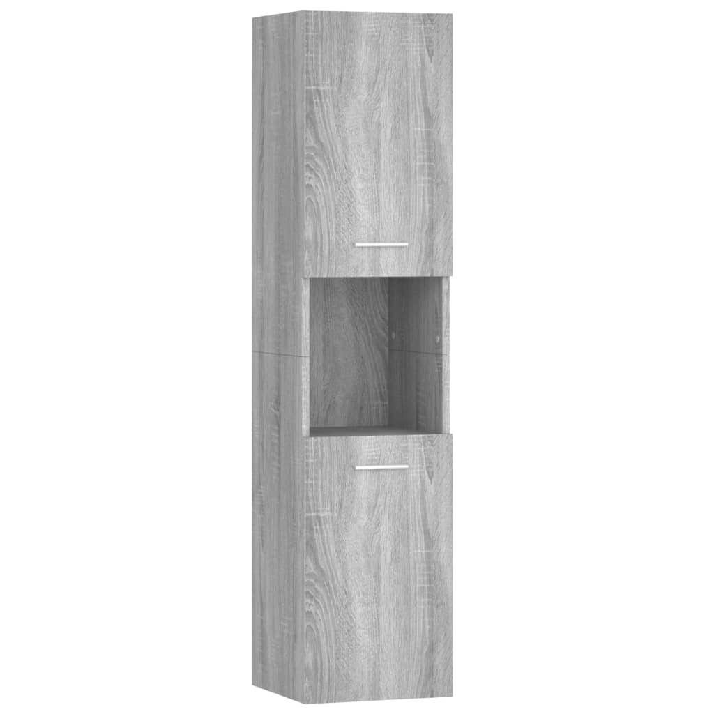 Baderomsskap Grå Sonoma Eik 30X30X130 Cm Konstruert Tre
