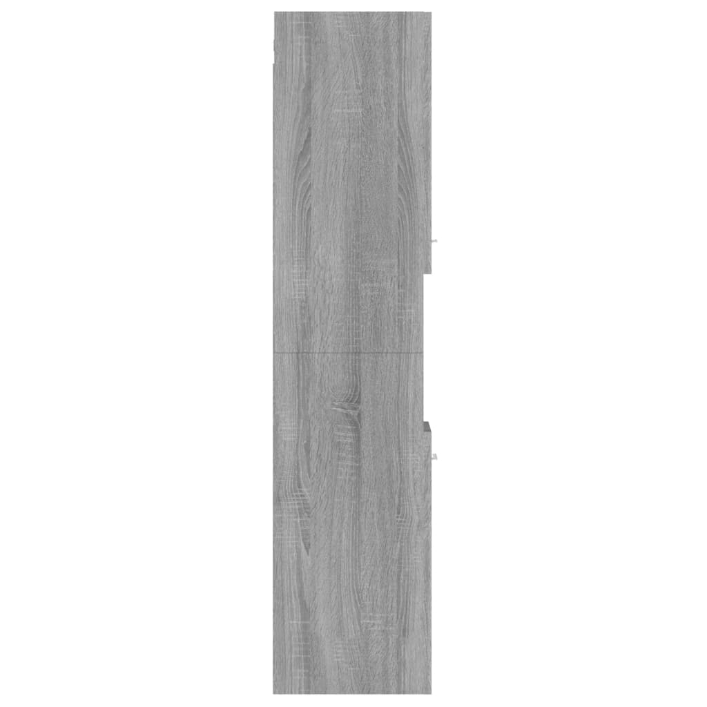 Baderomsskap Grå Sonoma Eik 30X30X130 Cm Konstruert Tre