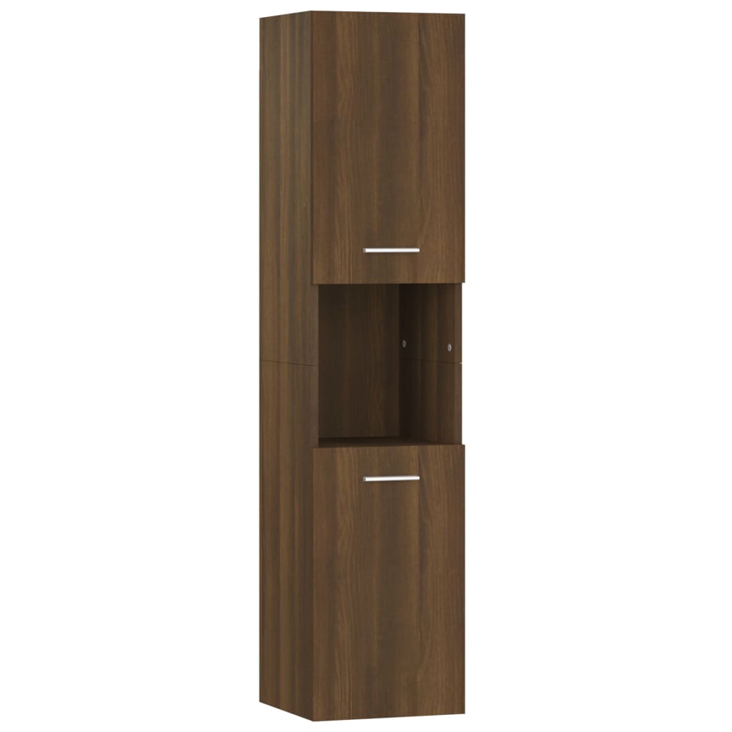 Baderomsskap Brun Eik 30X30X130 Cm Konstruert Tre