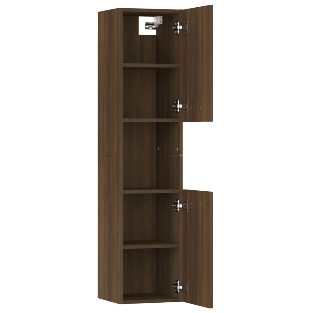 Baderomsskap Brun Eik 30X30X130 Cm Konstruert Tre