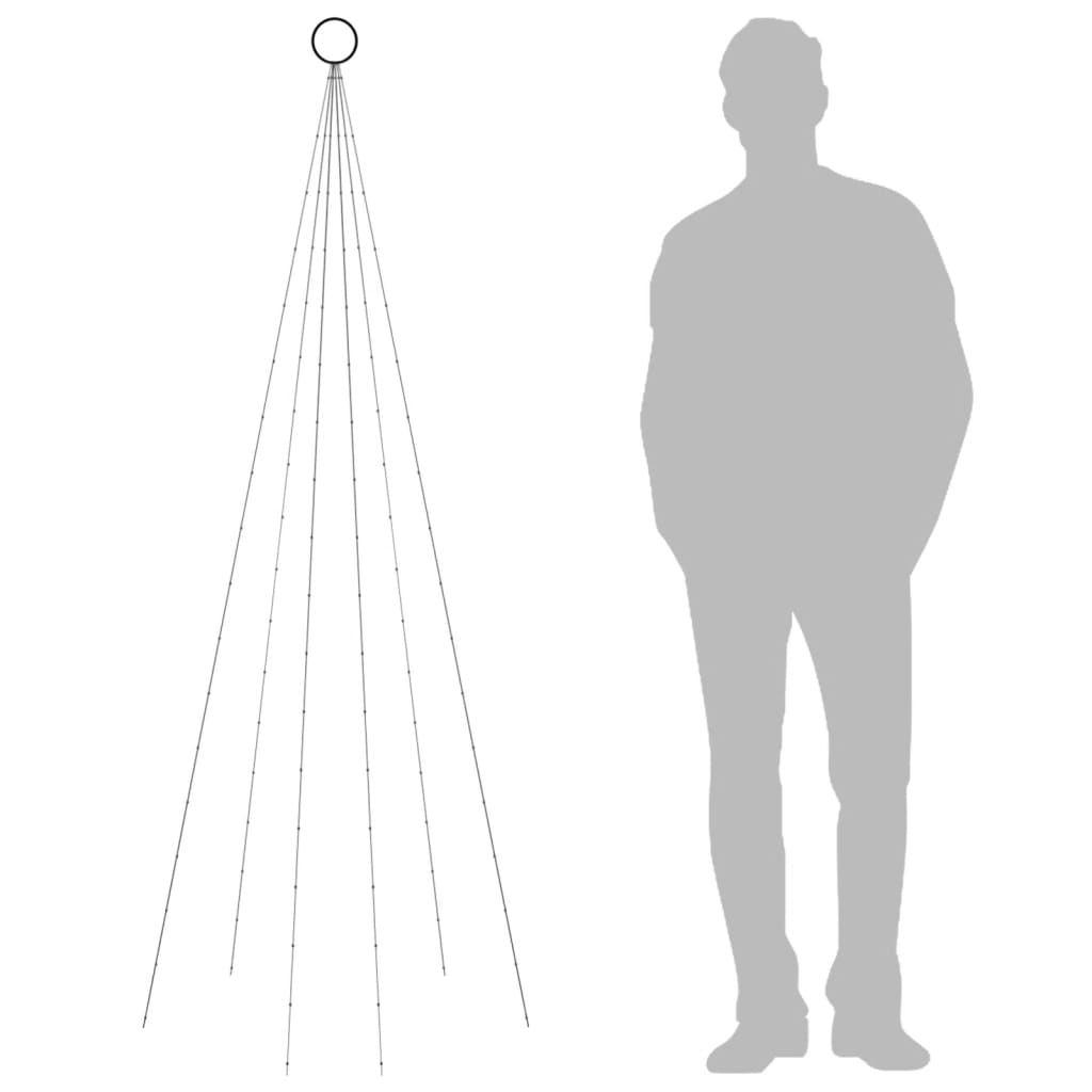 Juletre På Flaggstang 108 Led Varmhvit 180 Cm