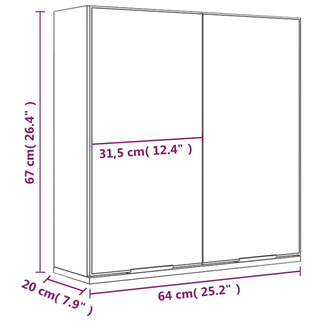 Speilskap Til Baderom Hvit 64X20X67 Cm