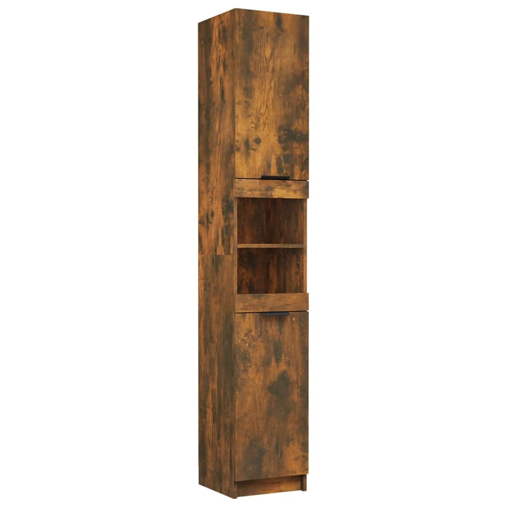Baderomsskap Røkt Eik 32X34X188,5 Cm Konstruert Tre