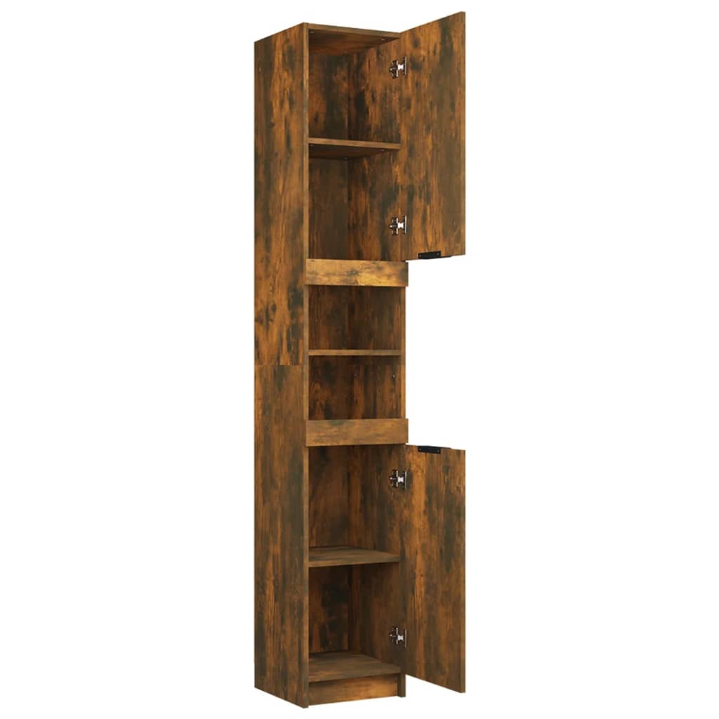 Baderomsskap Røkt Eik 32X34X188,5 Cm Konstruert Tre