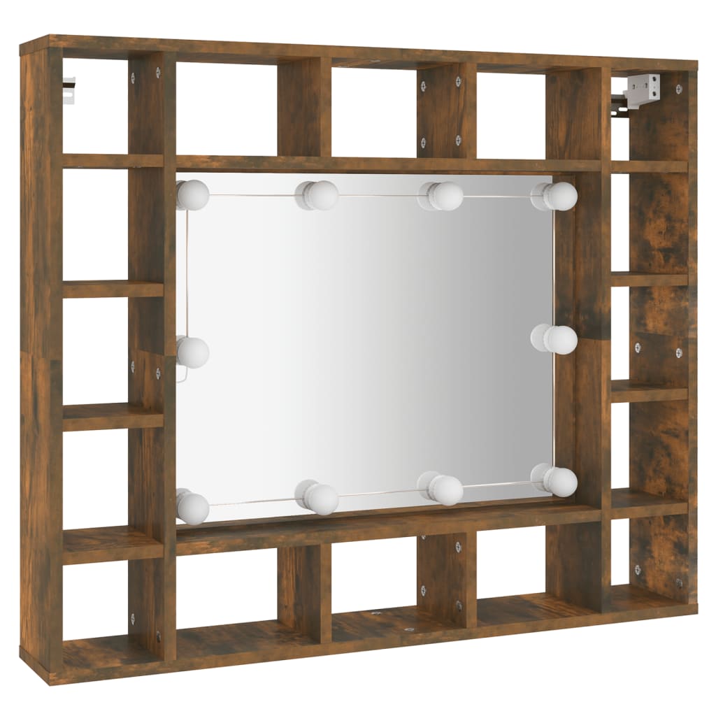 Speilskap Med Led Røkt Eik 91X15X76,5 Cm