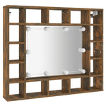 Speilskap Med Led Røkt Eik 91X15X76,5 Cm