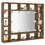 Speilskap Med Led Røkt Eik 91X15X76,5 Cm
