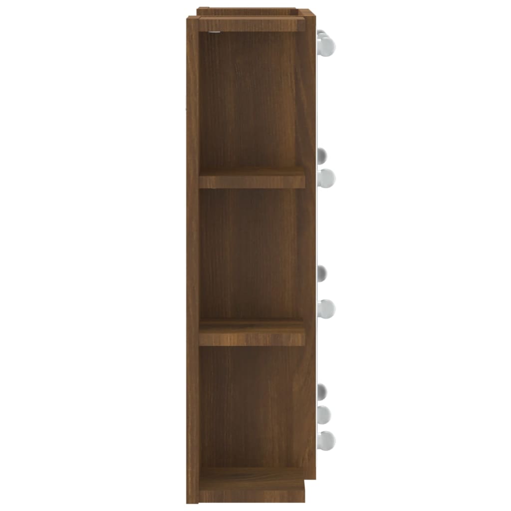 Speilskap Med Led Brun Eik 70X16,5X60 Cm