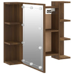 Speilskap Med Led Brun Eik 70X16,5X60 Cm