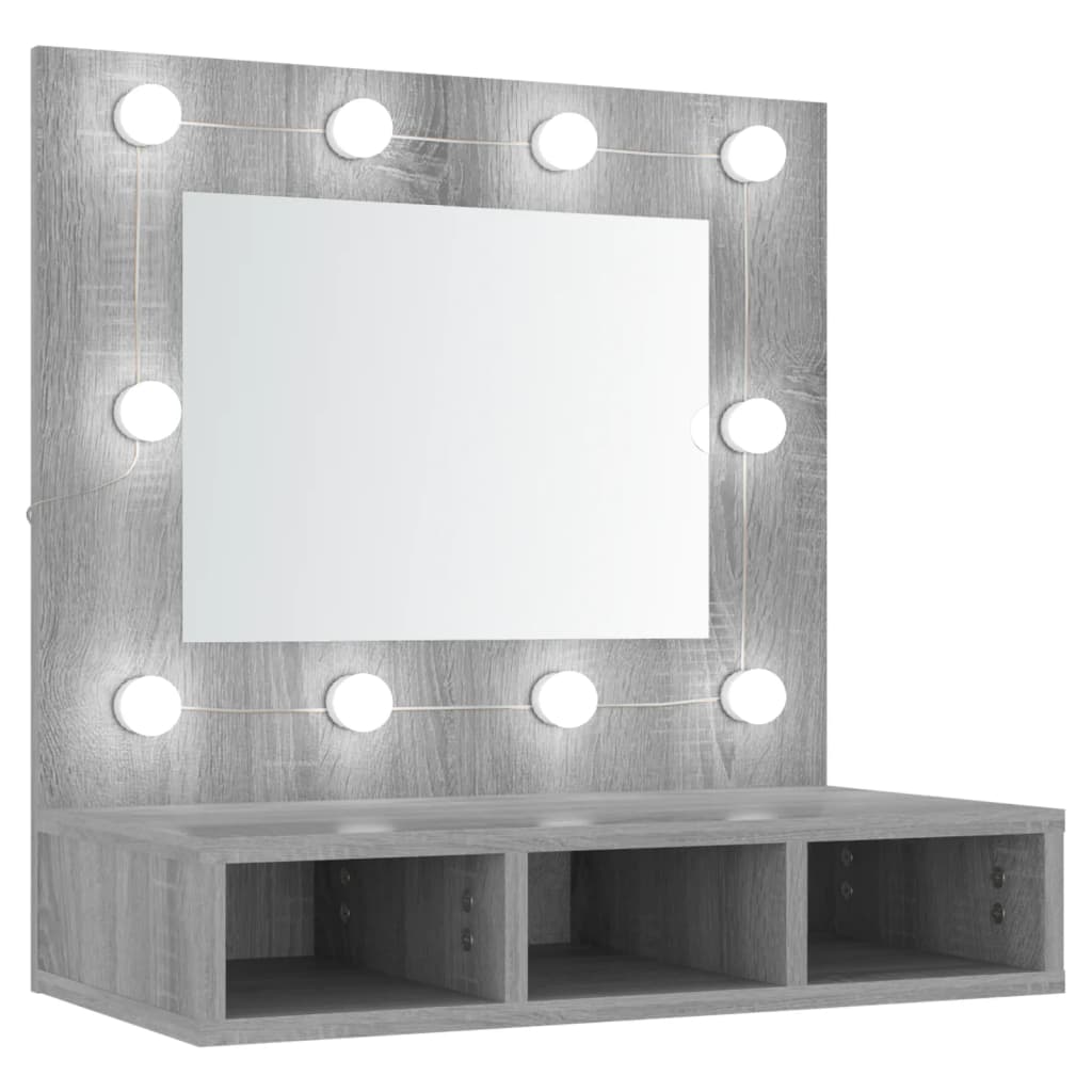 Speilskap Med Led Grå Sonoma 60X31,5X62 Cm